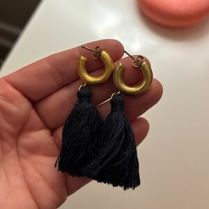 Madewell Gold Hoop Tassel Earrings